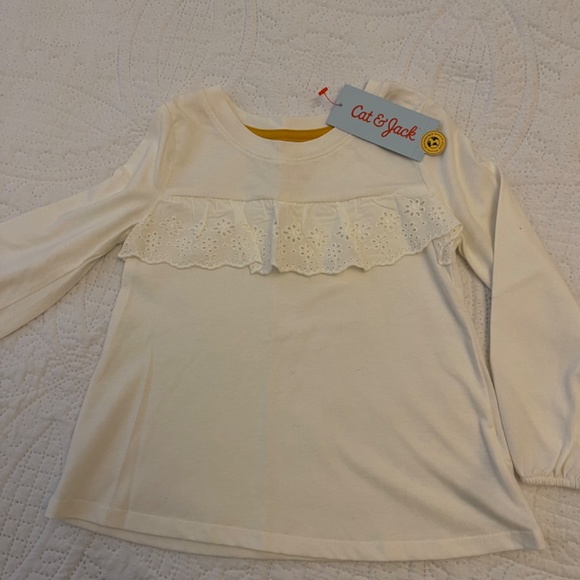 Cat and Jack Long Sleeve Top Eyelet Ruffle 3T  NWT - Picture 6 of 9